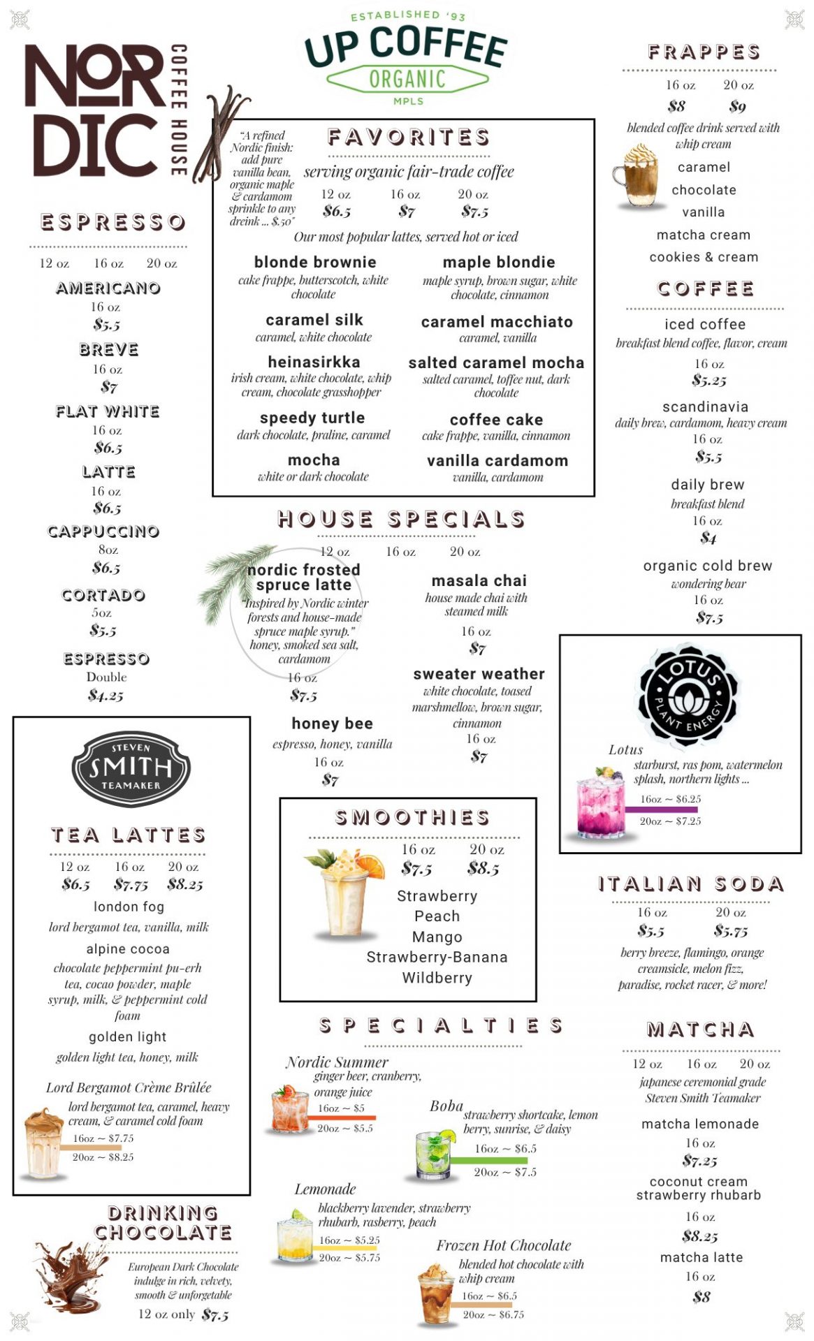Drink NCH Menu Nordic Coffee House Drink Menu