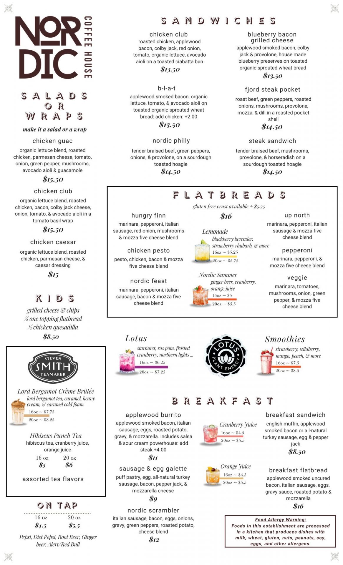 Food NCH Menu Nordic Coffee House Food Menu